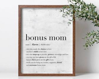 Heartfelt Bonus Mom Wall Art For Mother's Day - Personalized Canvas Gift For Stepmom Or Mother-In-Law | Familywalldecor