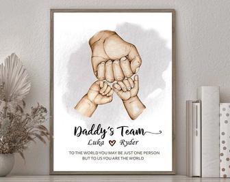 Touching Personalized Dad Fist Bump Canvas Art For Father's Day - Celebrate Family Bond | Familywalldecor