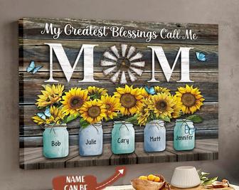 Personalized Gift For Mom My Greatest Blessings Call Me Mom Canvas Wall Art | Familywalldecor