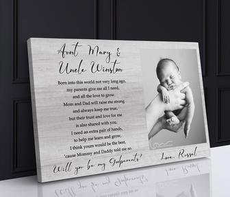 Thoughtful Godparents Proposal Canvas Gift For New Moms – Asking Godparent Frame For Baby's Special Moment | Familywalldecor