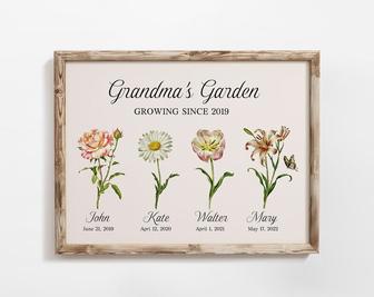 Thoughtful Grandma's Garden Canvas - Birth Month Flower Art For Mother's Day Gift From Grandkids | Familywalldecor