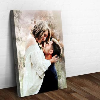 Touching Newlywed Watercolor Canvas For Couples - Personalized Anniversary Gift For Husband & Wife | Familywalldecor