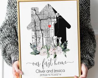 Custom Our First House Canvas For First-Time Home Buyers - Thoughtful Housewarming Gift | Familywalldecor