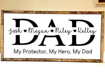 Personalized Dad Hero Wooden Sign For Father's Day - Custom Kids Names Gift | Familywalldecor