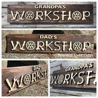 Thoughtful Custom Wood Signs For Dad's Workshop - Perfect Gifts For Stepdad Or Grandpa On Father's Day Or Christmas | Familywalldecor