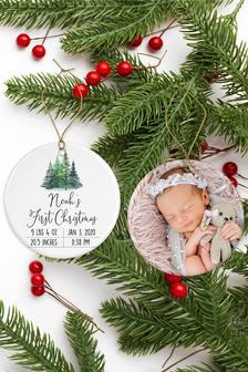 Personalized Baby's First Christmas Ornament Holiday Milestone Keepsake With Birth Stats | Familywalldecor