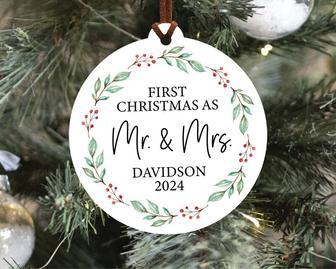 Personalized Our First Christmas As Mr & Mrs Ornament 2024 For Newlyweds - Heartfelt Gift And Wedding Keepsake | Familywalldecor