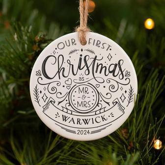 Thoughtful Our First Christmas As Mr & Mrs Ornament For Newlyweds - Personalized Engagement Wall Art | Familywalldecor