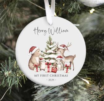 Personalized Woodland Animal Ornament For Kids - My First Christmas Stocking Stuffer Gift | Familywalldecor