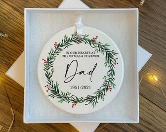 Personalized 'In Memory Of Dad' Ornament For Memorial Christmas - Thoughtful Remembrance Decoration For Living Room Display | Familywalldecor