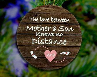 Personalized Mother Son Ornament For Christmas - Custom State Design, Heartfelt Mom Gift | Familywalldecor