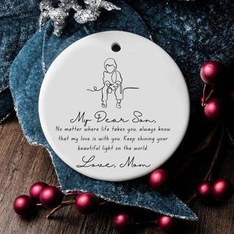 Heartfelt Mother Son Ornament - Personalized Christmas Gift For Son, Cherished Decor For Family Holiday | Familywalldecor