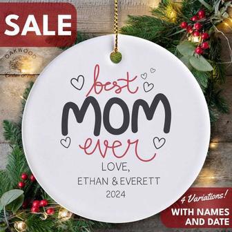 Heartfelt Christmas Ornament For Mom 2024 - Personalized Best Mom Ever Gift From Son | Familywalldecor