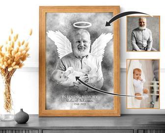 Personalized Memorial Canvas With Angel Wings For Grandfather Loss | Familywalldecor