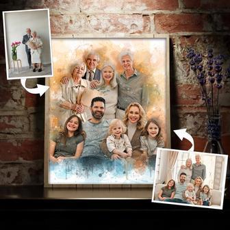 Custom Memorial Watercolor Family Canvas - Add Deceased Loved One Photo - Personalized Anniversary Gift | Familywalldecor