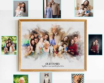 Add Deceased Loved One To Family Portrait Canvas - Personalized Gift For Dad And Mom | Familywalldecor