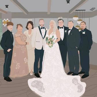 Heartfelt Wedding Canvas - Add Loved One To Photo With Custom Family Portrait For Bride And Parents | Familywalldecor