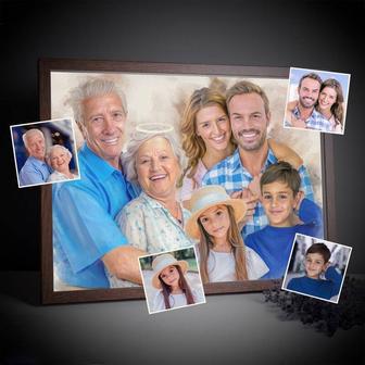 Custom Watercolor Family Portrait Canvas - Combine Photos Including Deceased Loved One for Memorial Tribute | Familywalldecor