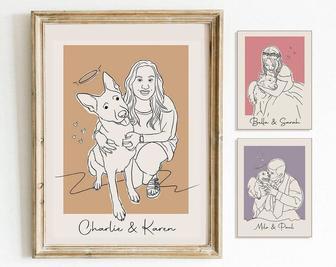 Personalized Line Art Dog Memorial Canvas For Dog Moms - Add Loved One's Photo To Commemorate Loss | Familywalldecor