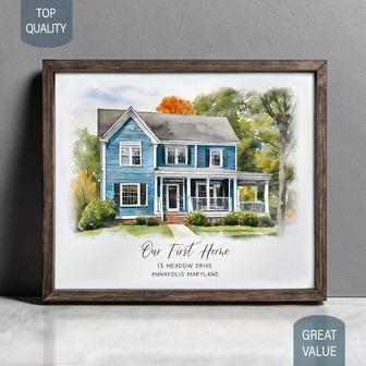 Thoughtful Watercolor House Portrait On Canvas - Personalized Housewarming Gift For New Homeowners | Familywalldecor