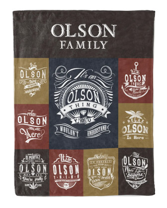 Olson Blanket Olson Name Fleece Blanket - Monsterry