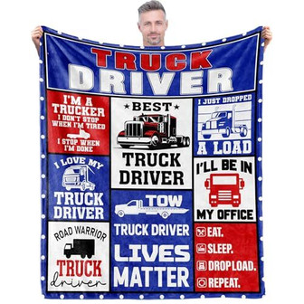 Personalized Truck Driver Blanket Gift For Men - Birthday Christmas Thanksgiving - Thoughtful DéCor For Dads Truckers - Monsterry