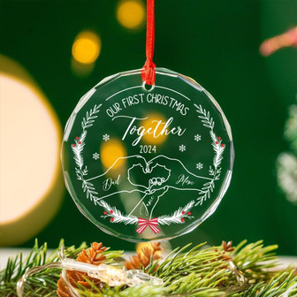 Personalized 1st Christmas Together Ornament 2024 - Family Of Three Holiday Gift - Custom Glass Decoration With Names - Monsterry