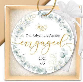 Personalized 2024 Ornament For Newly Engaged Couples - Cherished Christmas Gift For Bride To Be And Fiancee - Monsterry