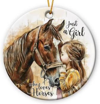 Personalized Horse Ornaments 2024 For Girls - Double Sided Ceramic Christmas Gifts - Rustic Farmhouse Holiday Tree Decor - Monsterry