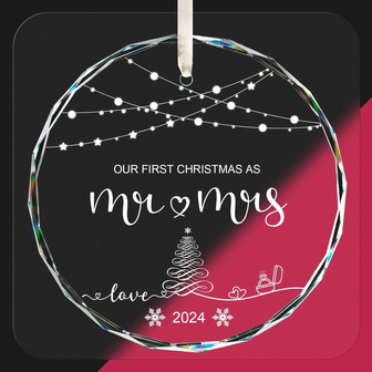 Heartfelt Crystal Glass Ornament For Newlyweds 2024 – Perfect As Wedding, First Christmas Or Bridal Shower Gift - Monsterry