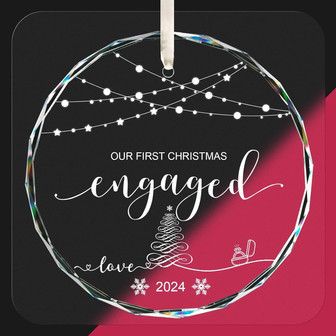 Thoughtful Bride Gifts: 2024 Crystal Glass Ornament For Newly Engaged Couples' First Christmas - Monsterry