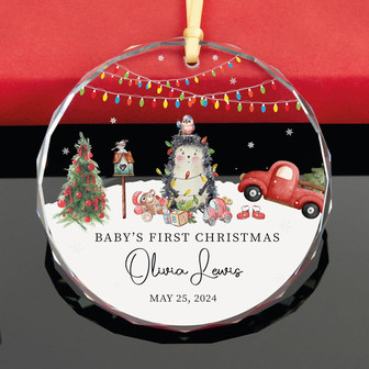 Cherished Baby's First Christmas Glass Ornament For Holiday Tree Decoration - Customizable Keepsake Gift - Monsterry
