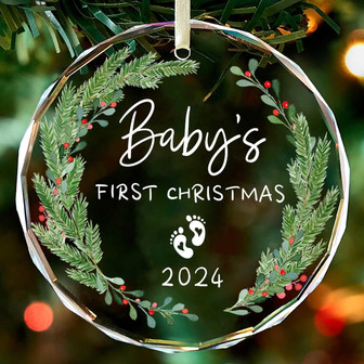 Touching Glass 2024 Baby's First Christmas Ornament For Boys And Girls With Keepsake Box - Monsterry