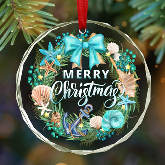 Personalized Beach-Themed Christmas Glass Ornaments For Coastal Homes - 2024 Holiday Decor Gifts For Family & Friends - Monsterry