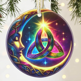 Thoughtful Celtic Moon Ceramic Ornament For Christmas Tree Decor And Holiday Gifts - Monsterry