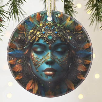 Hippie-Themed Ceramic Christmas Ornament 3.5 Inch Decor For Holiday Tree Gifts - Monsterry