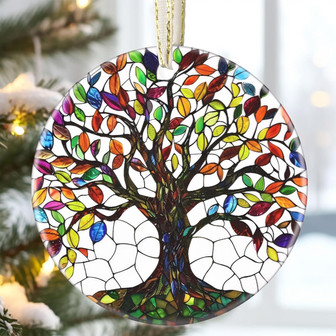 Personalized Ceramic Christmas Ornament With Tree Of Life Design For Holiday Decor And Gift Ideas - Monsterry