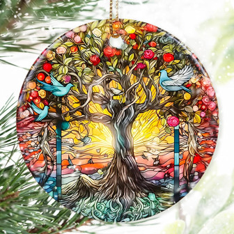 Colorful Tree Of Life Christmas Ornament - Ceramic Holiday DéCor For Festive Tree Decoration - Monsterry