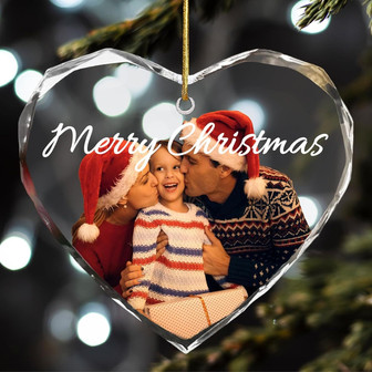 Personalized 2024 Crystal Christmas Ornament With Family Photo For New Home DéCor Celebration - Monsterry