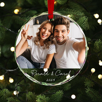 Personalized Christmas Glass Ornament With Custom Name And Photo For Family And Friends 2024 - Monsterry