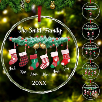 Heartfelt Family Name Glass Ornament Personalized For Christmas Decor - Monsterry