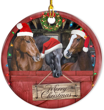 Personalized Farmhouse Horses Ornament - 2024 Christmas Tree Decor For Women - Monsterry