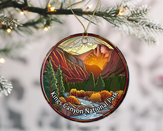 Heartfelt Kings Canyon National Park Ornament - Stained Glass Look Souvenir For Christmas Tree Decor - Monsterry