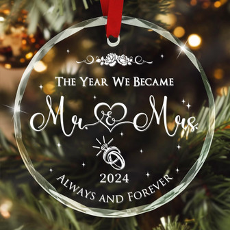 Personalized Mrs & Mrs Wedding Ornament 2024 - First Christmas Married Gift For Couples - Monsterry