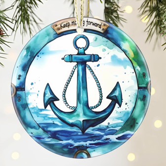 Ceramic Ocean Anchor Ornament For Holiday Gift Exchange - Nautical Christmas Tree Decoration 3.5 Inch - Monsterry