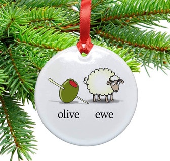 Heartfelt Olive Ewe I Love You Christmas Ornament For Couples - Monsterry