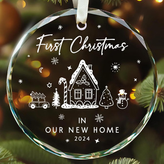 Personalized Our First Home Ornament 2024 - Heartfelt Glass Keepsake For New Homeowners And First Christmas Celebration - Monsterry