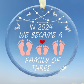 Heartfelt Personalized 2024 Baby's First Christmas Ornament For Girls Boys - Family Of Three Glass Holiday Decoration - Monsterry