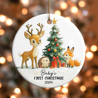 Heartfelt Ceramic Keepsake For Newborns Baby's First Christmas Ornament 2024 - Customizable For Girls & Boys, Perfect Family Tree Decoration - Monsterry