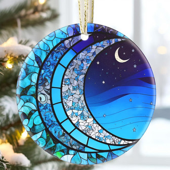 Thoughtful Blue Moonlight Ceramic Ornament For Christmas Keepsake And Tree DéCor - Customizable 2024 Gift - Monsterry